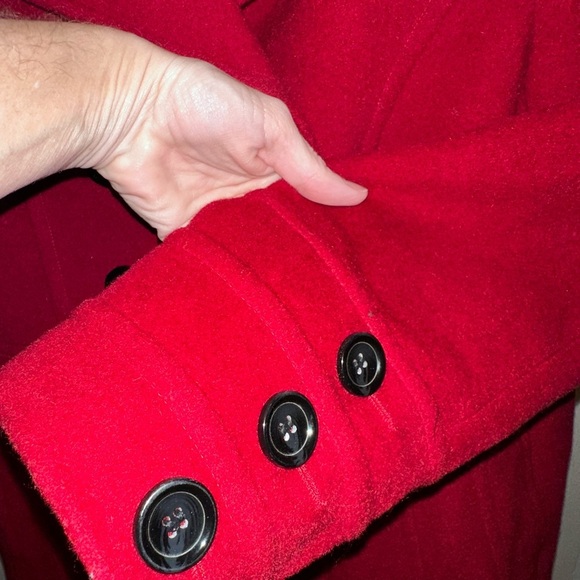 St. John's Bay Women's Red Double-Breasted Pea Coat - Picture 4 of 9